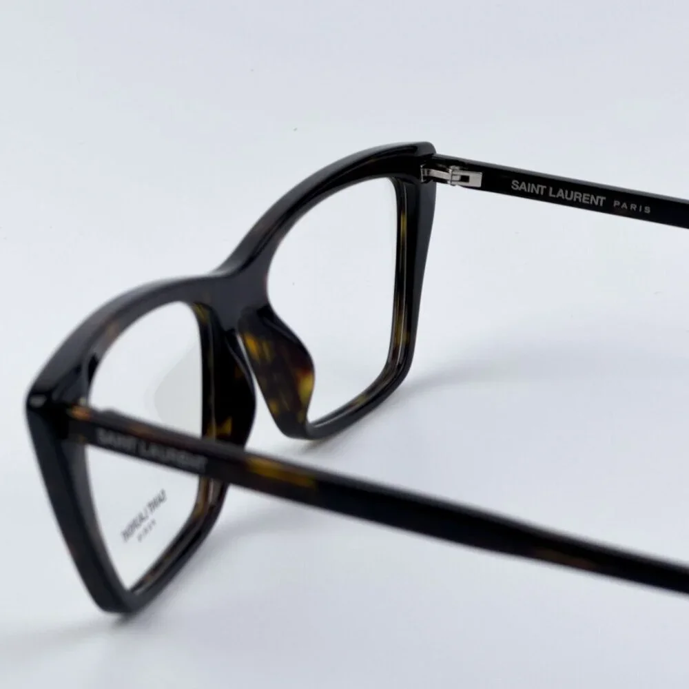 Saint Laurent SL737 MICA THIN OPT 002 BRAND NEW Eyeglasses Dark Havana Cat Eye U